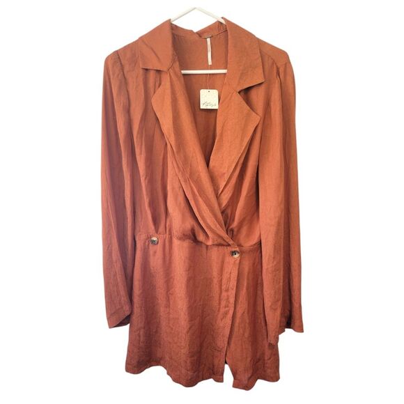 Free People Simone Dress Cinnabar Sienna Long Sleeve Blazer Mini Dress Size S - Picture 1 of 9